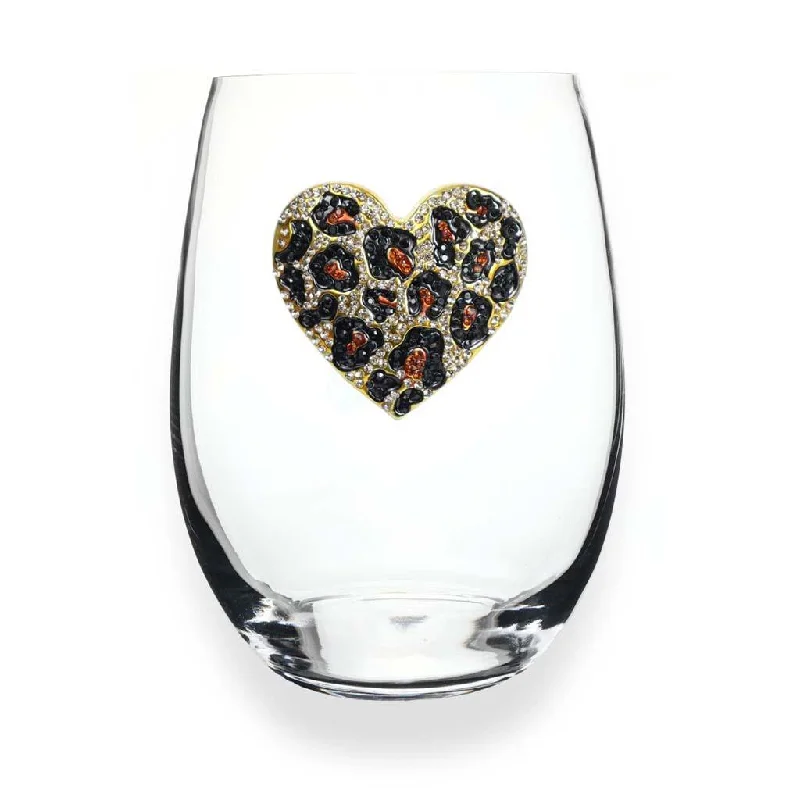 The Queens' Jewels : Leopard Heart Jeweled Stemless Wineglass