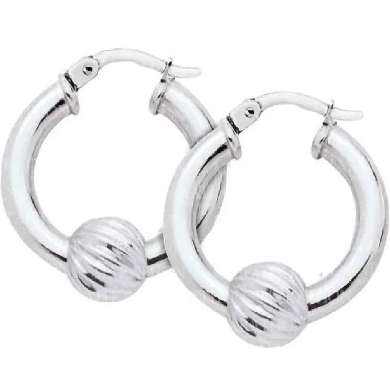 LeStage® Cape Cod : Sterling Silver Swirl Ball Earrings 20mm Hoop