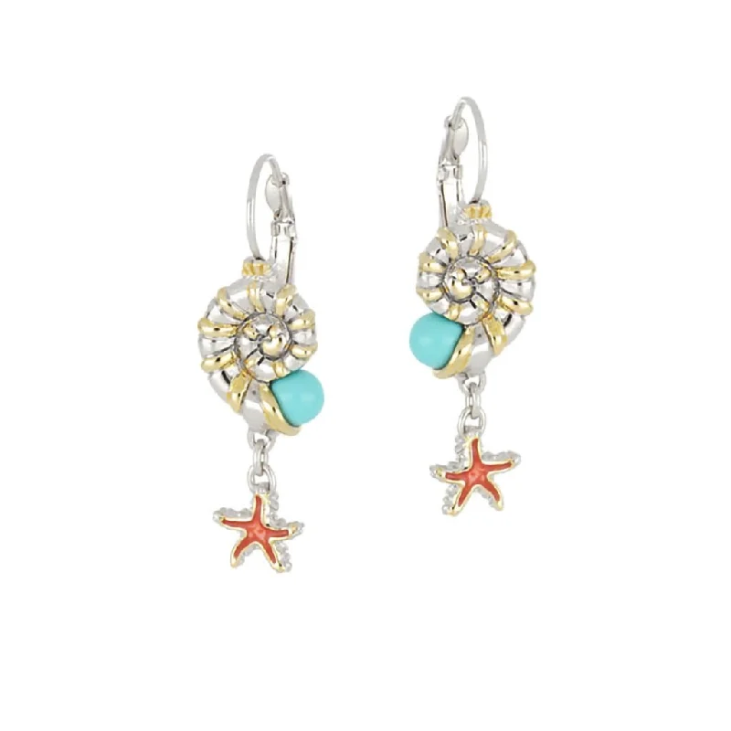 John Medeiros : Caraíba Collection Nautilus & Starfish French Wire Earrings