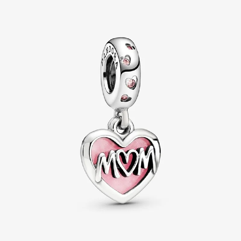 PANDORA : Mom Script Heart Dangle Charm