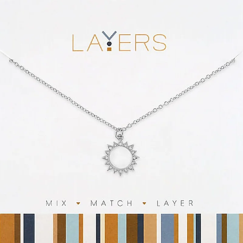 Center Court : Silver Open Sun Layers Necklace