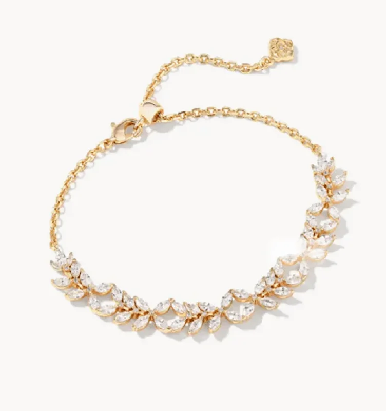 Kendra Scott : Rosalie Gold Tennis Bracelet in White Crystal - Gold