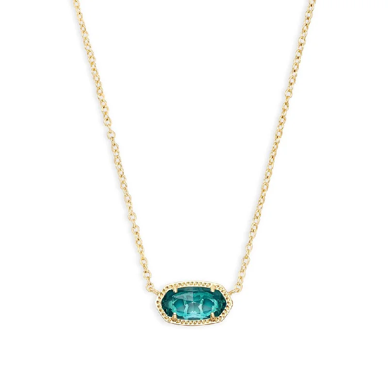 Kendra Scott : Elisa Gold Pendant Necklace in London Blue Glass