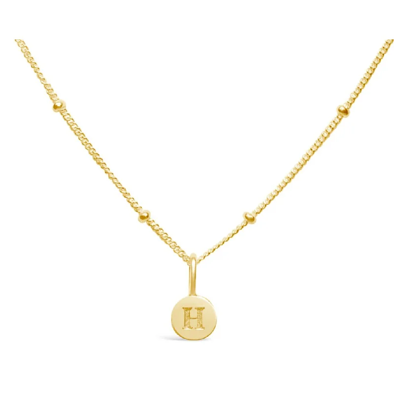 Stia : Love Letter "H" Mini Disk Necklace in Gold