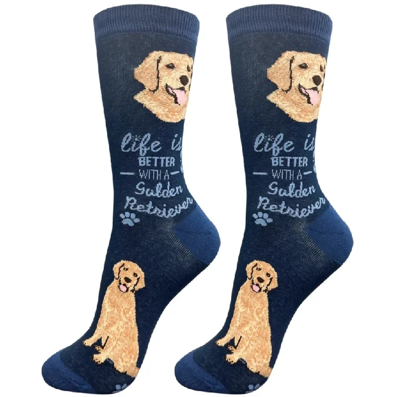 E & S Imports : Life Is Better With A Golden Retriever Unisex Socks - Dark Blue