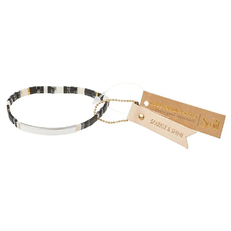 Scout Curated Wears : Good Karma Miyuki Bracelet | Sparkle & Shine - Raven/Silver