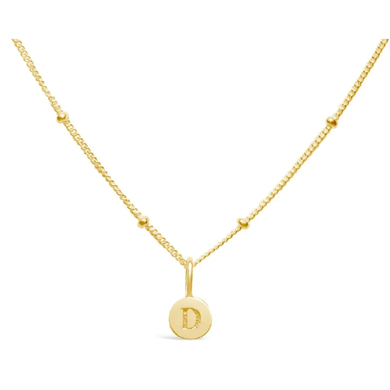 Stia : Love Letter "D" Mini Disk Necklace in Gold