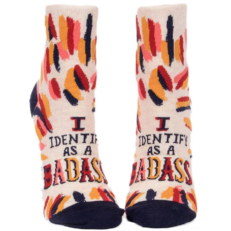 Blue Q : Women's Ankle Socks - "I Identify As a Bad*ss"