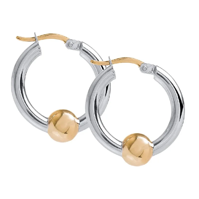 LeStage® Cape Cod : Small Beaded Hoop Earrings in Sterling Silver with 14k Gold