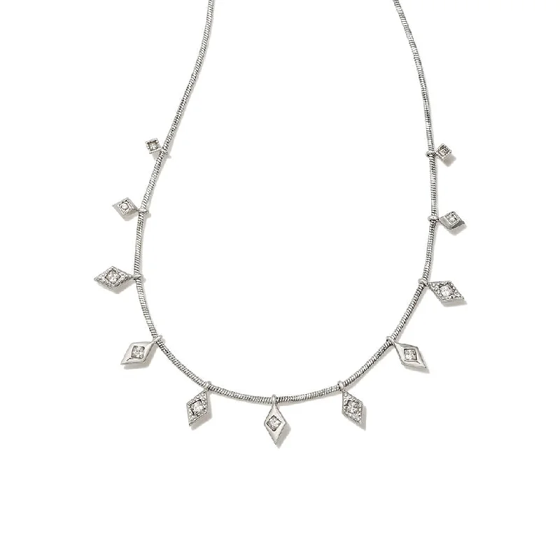 Kendra Scott : Kinsley Silver Strand Necklace in White Crystal