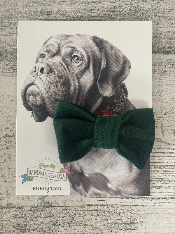 Green Velveteen Bow Tie, Mimi Green- Small