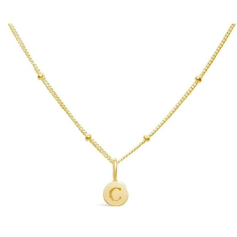 Stia : Love Letter "C" Mini Disk Necklace in Gold