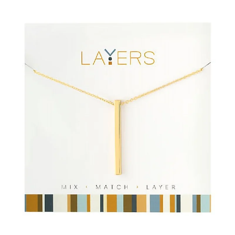 Center Court : Gold Single Bar Layers Necklace