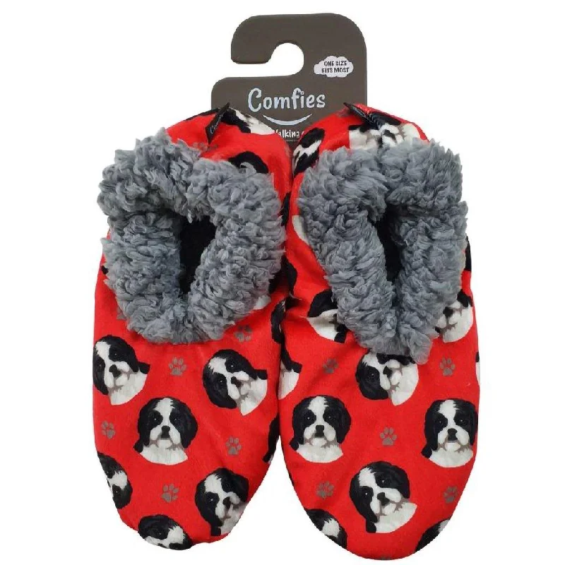 Comfies :  Slippers - Black Shih Tzu