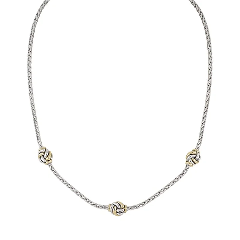 John Medeiros : Infinity Knot 3 Station Two Tone Necklace