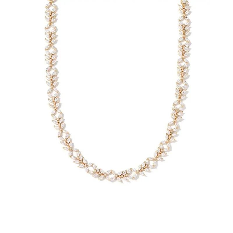 Kendra Scott : Rosalie Gold Tennis Necklace in White Crystal - Gold