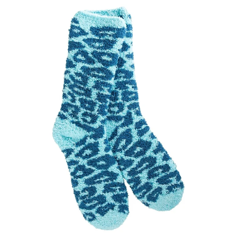 World's Softest : Holiday Knit Pickin' Fireside Crew - Blue Leopard