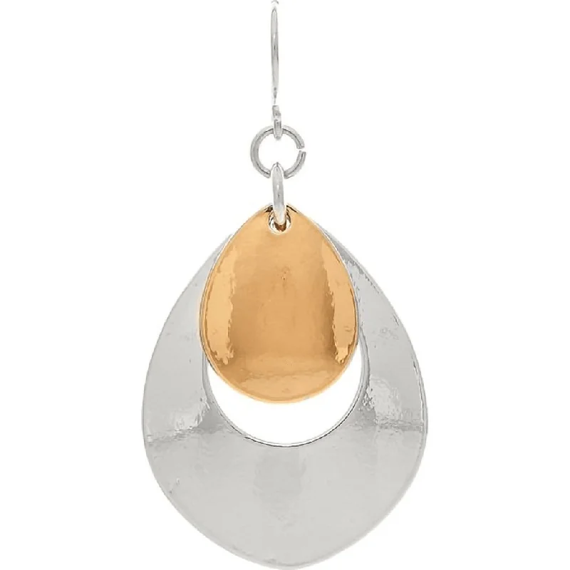 Rain : Two Tone Double Layered Disc Earrings