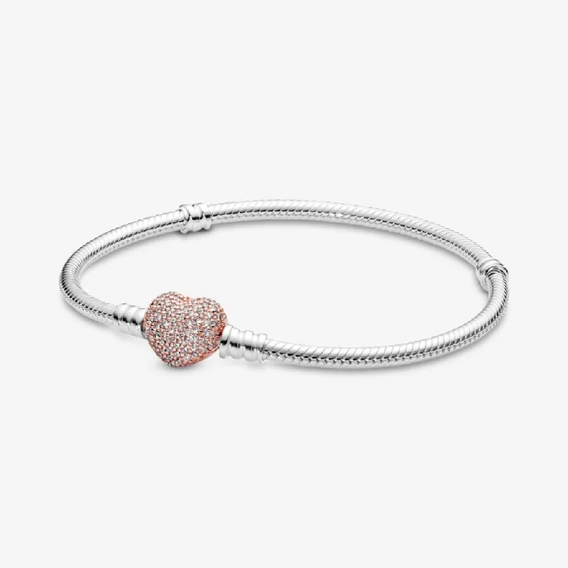 PANDORA : Pandora Moments Heart Clasp Snake Chain Bracelet