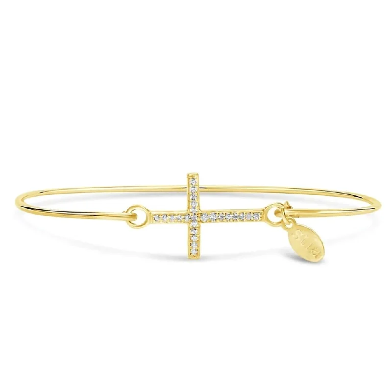 Stia : Pavé Icon Bracelet Cross in Gold