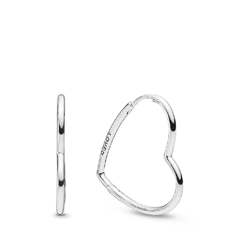 PANDORA : Asymmetric Hearts of Love Hoop Earrings