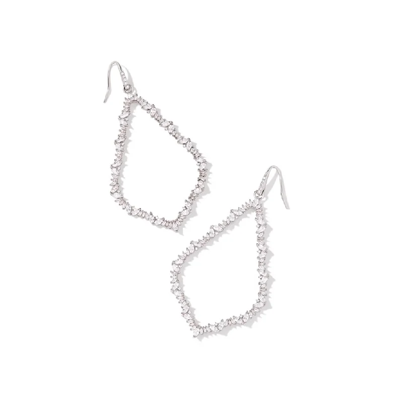 Kendra Scott : Sophee Crystal Open Frame Earrings in White Crystal - Silver