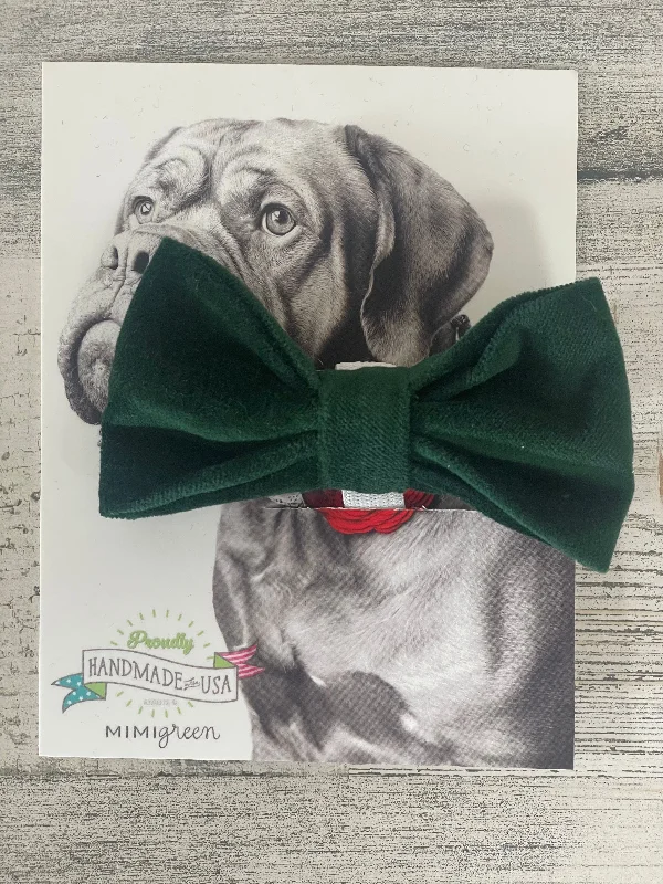 Green Velveteen Bow Tie, Mimi Green  - Medium