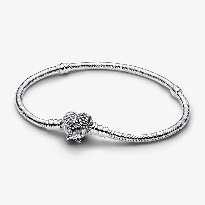 PANDORA : Heart Wings Clasp Snake Chain Bracelet