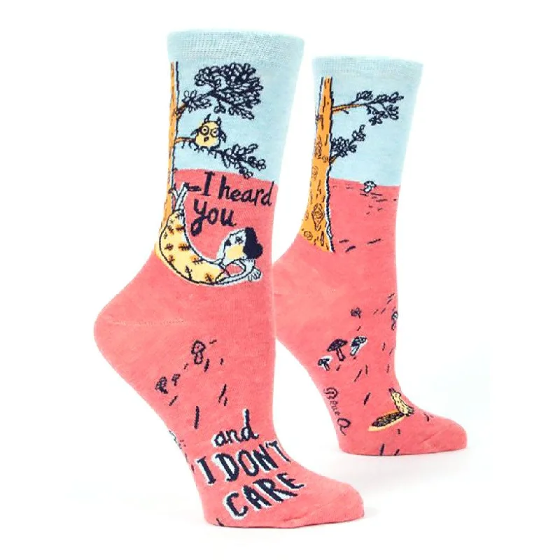 Blue Q : Women's Crew Socks - "Heard You/Don't Care"