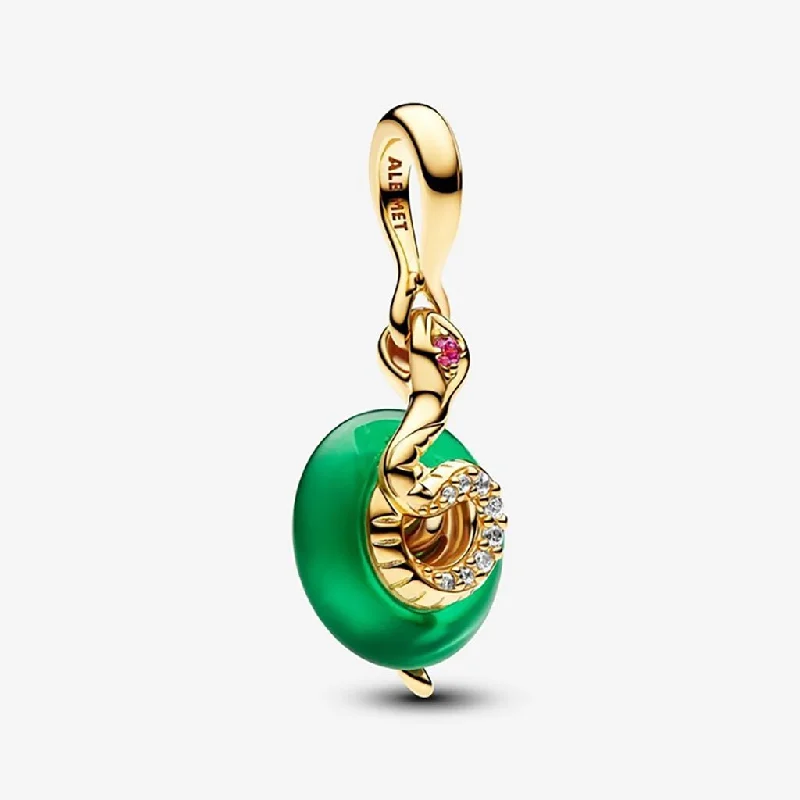 PANDORA : Snake Green Murano Glass Dangle Charm