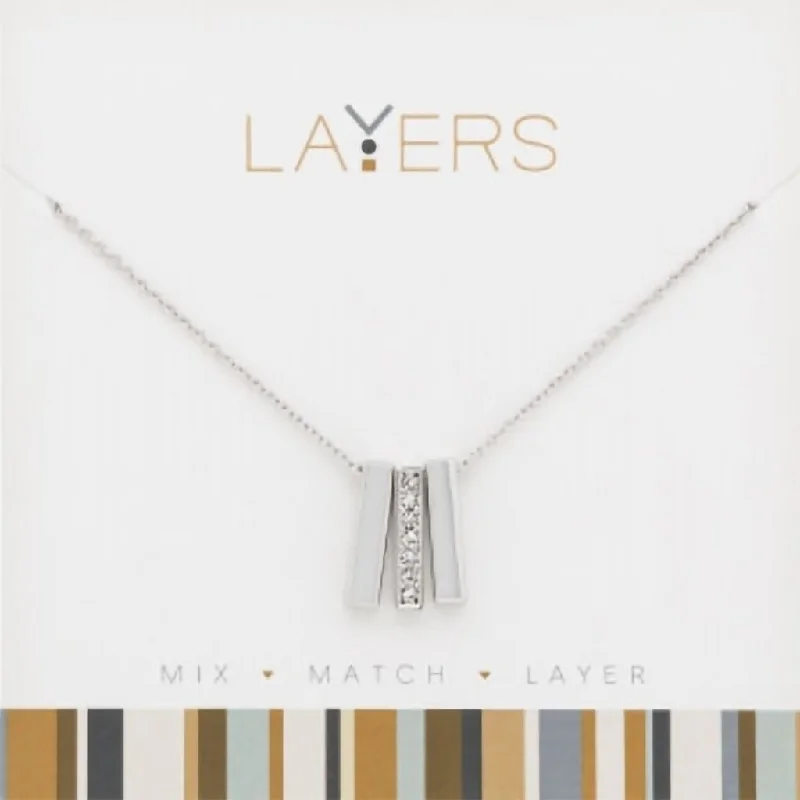 Center Court : Silver Trio Bar Layers Necklace