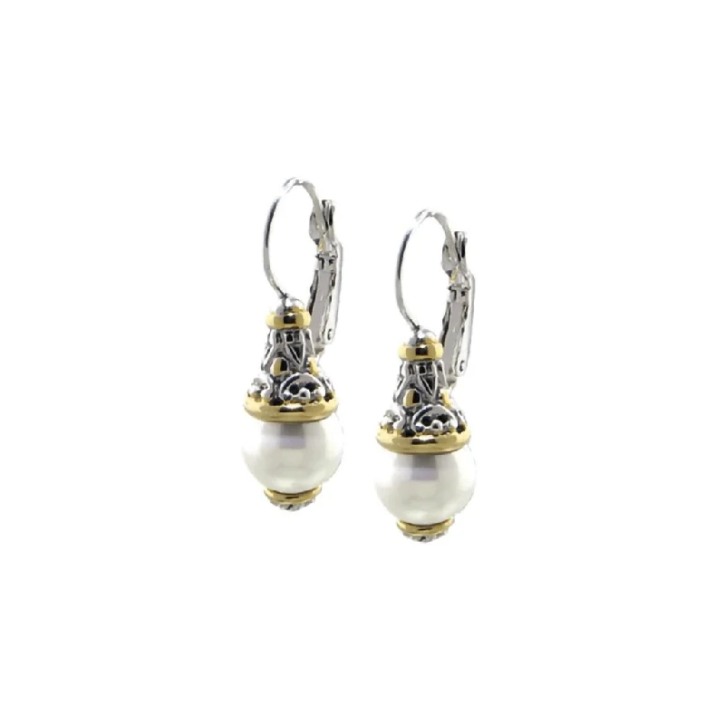 John Medeiros : Ocean Images Collection Seashell Pearl French Wire Earrings