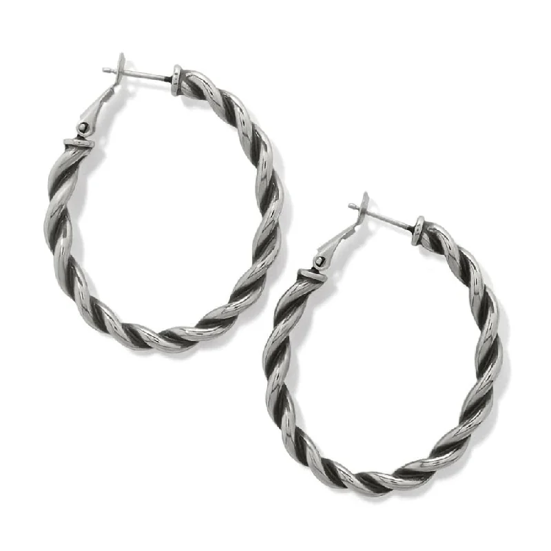 Brighton : Interlok Twist Oval Leverback Hoop Earrings in Silver