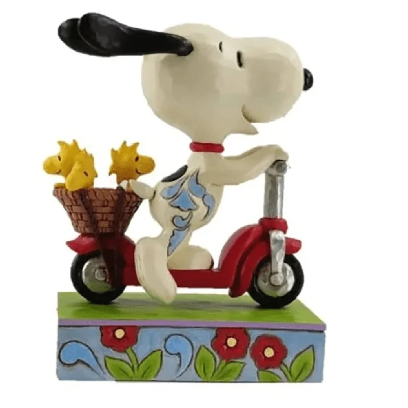 Jim Shore : Peanuts Snoopy Woodstock Riding a Scooter Scootin' Around Figurine