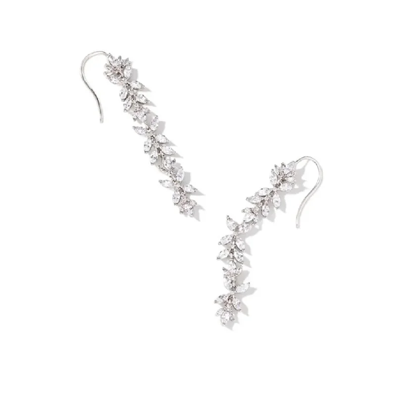 Kendra Scott : Rosalie Linear Earrings in White Crystal - Silver