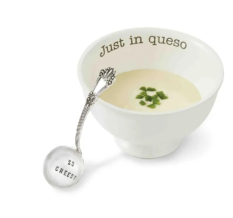 Mud Pie : Ceramic "Just In Queso" Dip Bowl & Ladle Set