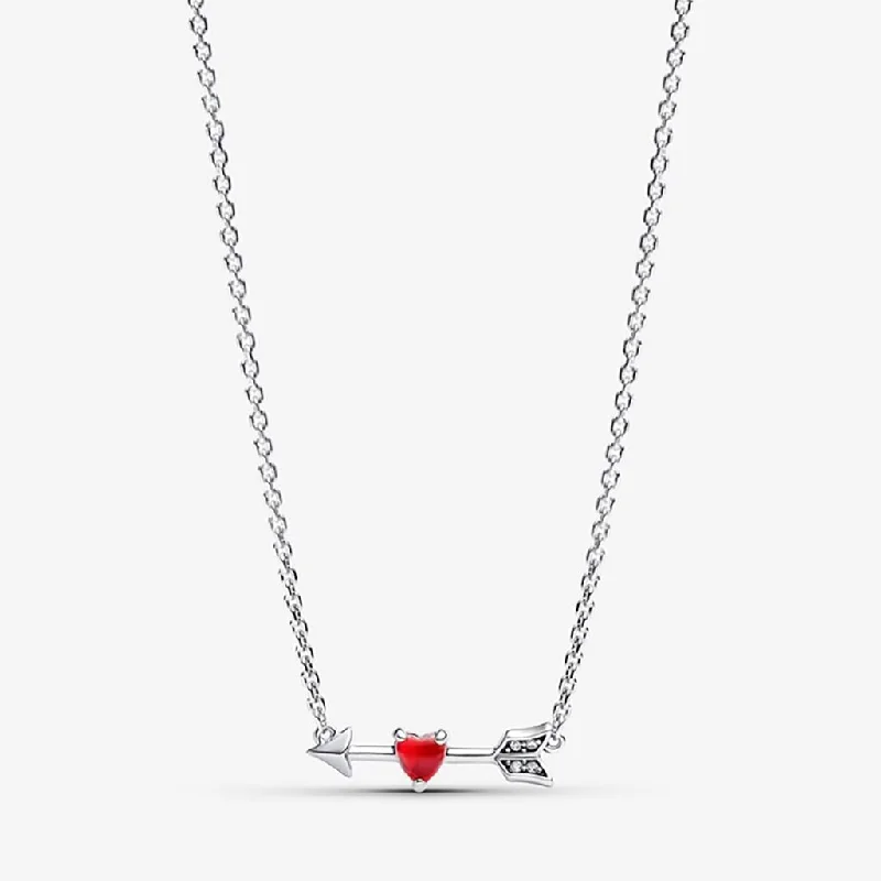 PANDORA : Arrow & Murano Glass Heart Necklace