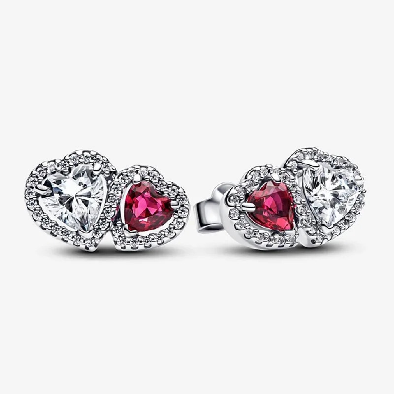 PANDORA : Halo Hearts Stud Earrings