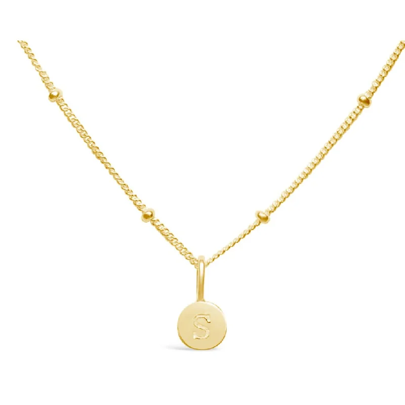 Stia : Love Letter "S" Mini Disk Necklace in Gold