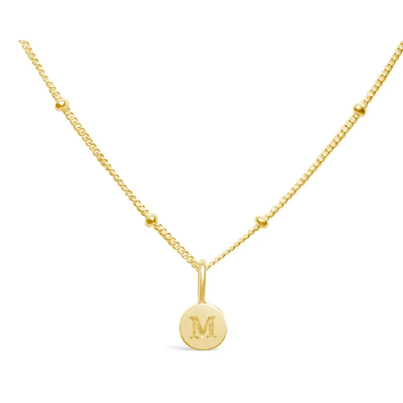 Stia : Love Letter "M" Mini Disk Necklace in Gold