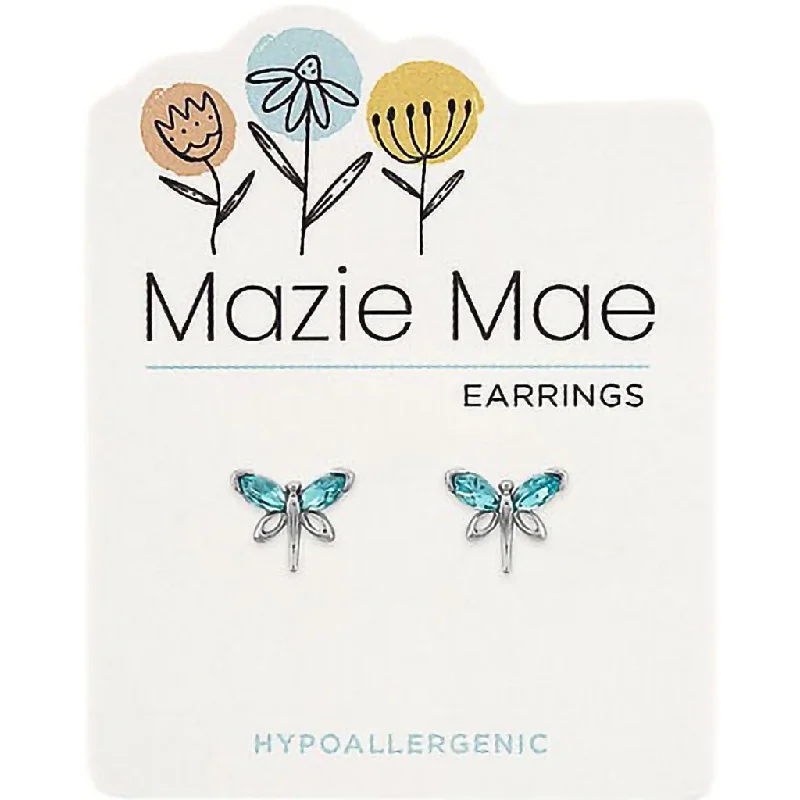 Center Court: Silver Aquamarine Dragonfly Stud Mazie Mae Earring