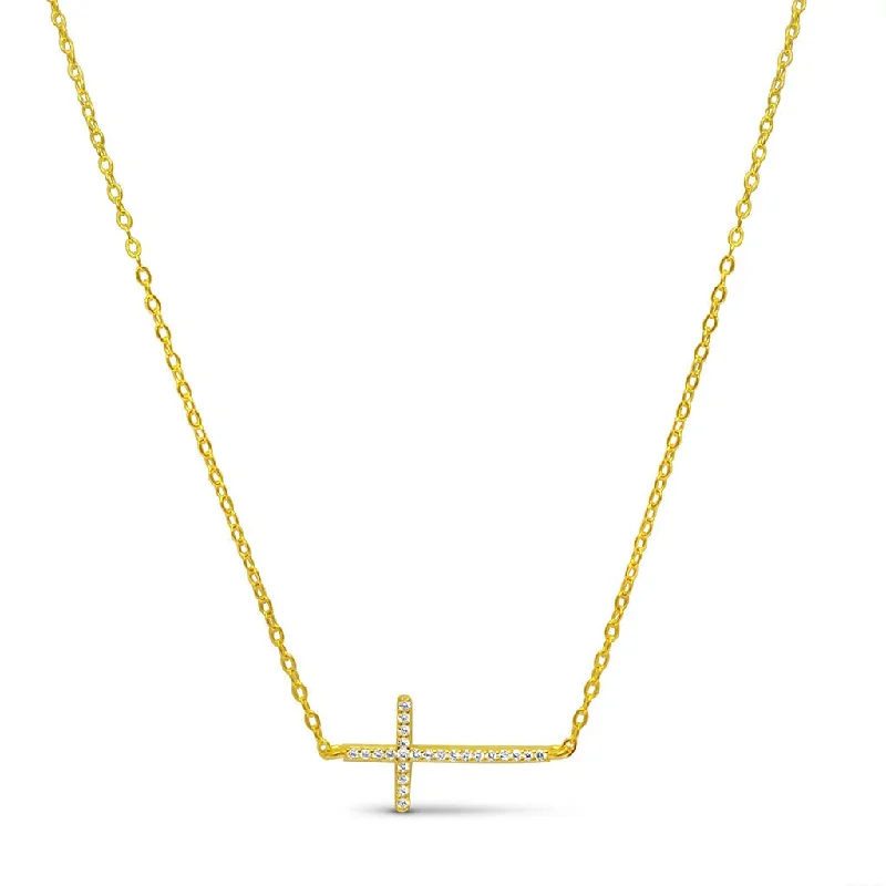 Stia : Pavé Sideways Cross in Gold