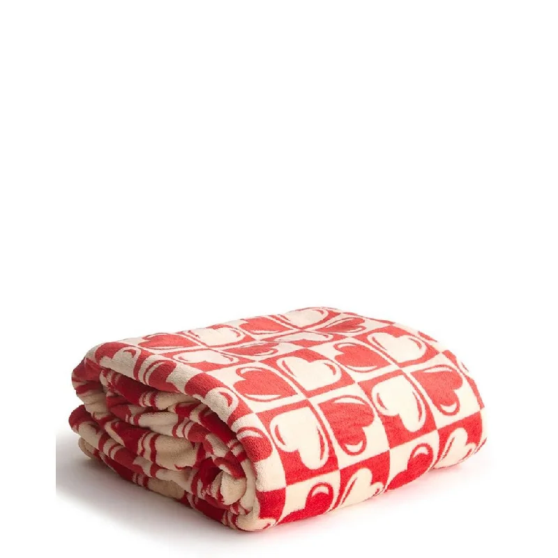 Vera Bradley : Plush Throw Blanket - Graphic Heart in Fleece