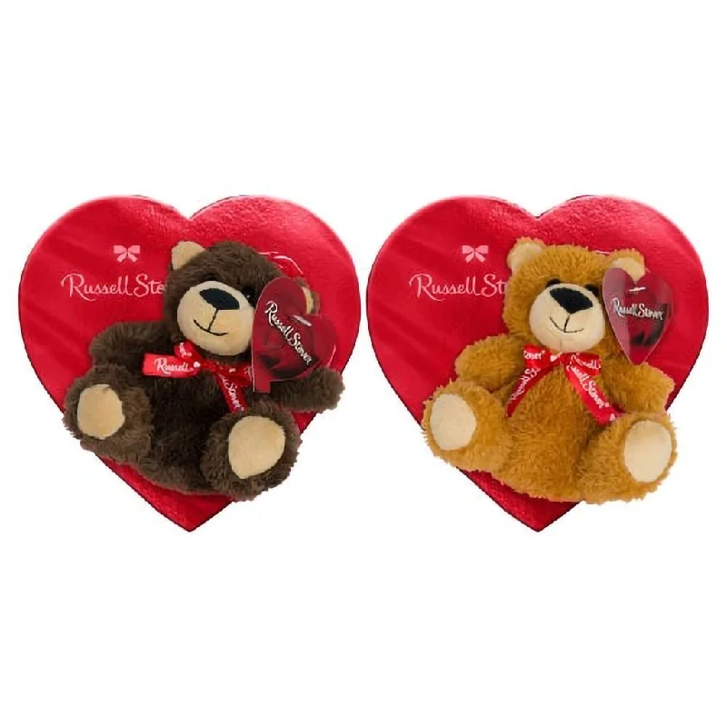 Russell Stover : Assorted Chocolates Red Foil Heart Box, 3.1 oz. with Plush - Assorted Bear Color, 1 at Random