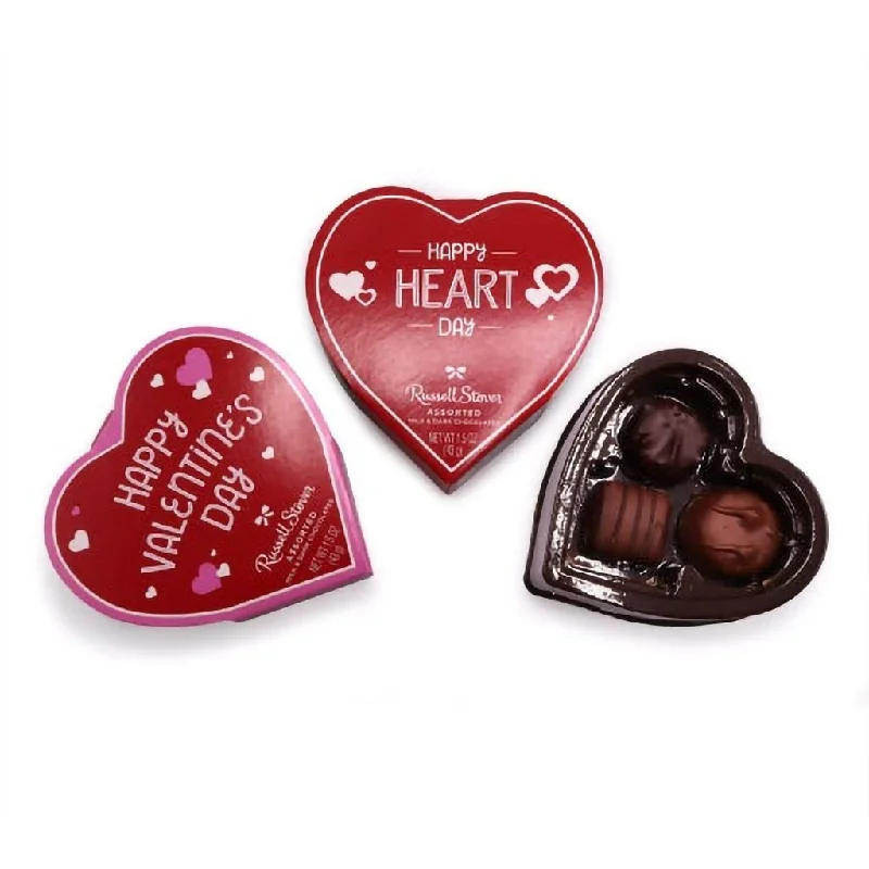 Russell Stover : Assorted Chocolates Red Heart box, 1.5 oz.- Assorted box style, 1 at random