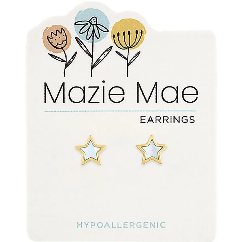 Center Court : Gold Mother of Pearl Star Stud Mazie Mae Earrings