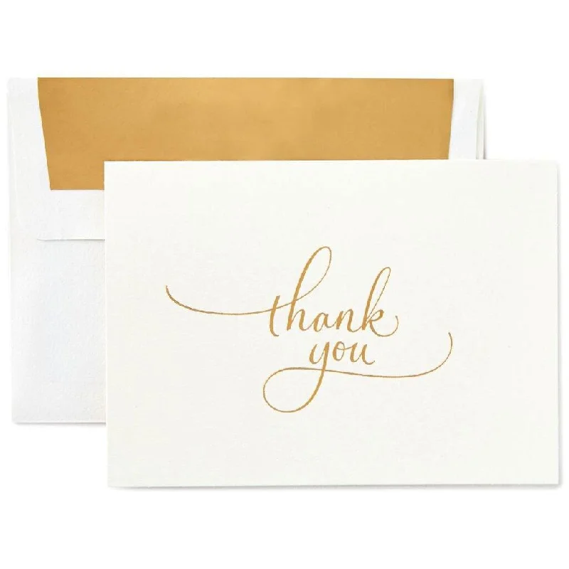 Hallmark : Gold Flourish Script Thank You Notes, Box of 10