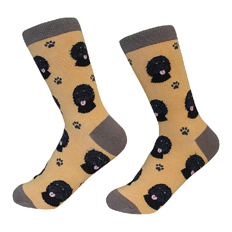 Dog Breed Crew Socks - Black Labradoodle