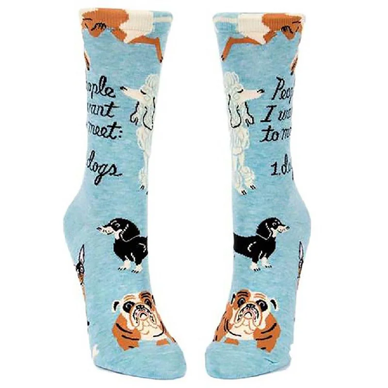 Blue Q : Women's Crew Socks - "People I Want to Meet: Dogs"