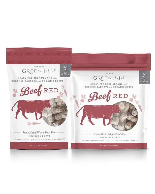 Green JuJu Freeze-Dried Beef Red Bites for Dogs & Cats 3oz